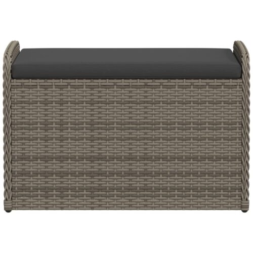 Storage Bench with Cushion Grey 80x51x52cm Poly Rattan - Image 4