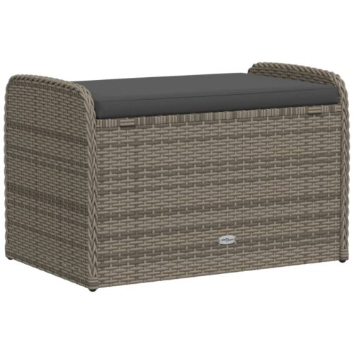 Storage Bench with Cushion Grey 80x51x52cm Poly Rattan - Image 6