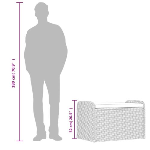 Storage Bench with Cushion Grey 80x51x52cm Poly Rattan - Image 10