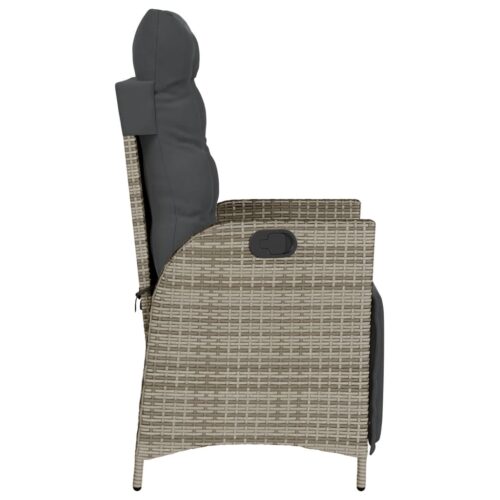 Reclining Garden Chair with Footrest Grey Poly Rattan - Image 5