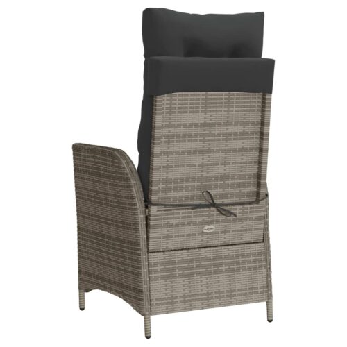 Reclining Garden Chair with Footrest Grey Poly Rattan - Image 6