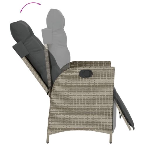 Reclining Garden Chair with Footrest Grey Poly Rattan - Image 7