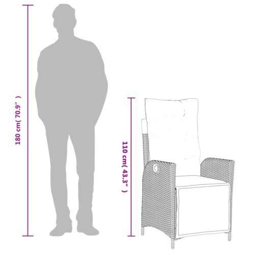 Reclining Garden Chair with Footrest Grey Poly Rattan - Image 11