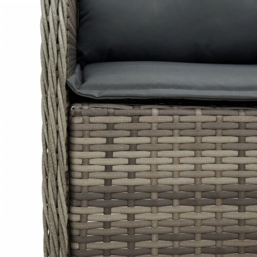 3-Piece Garden Dining Set with Cushions Grey Poly Rattan Wicker Outdoor Patio Furniture - Image 6