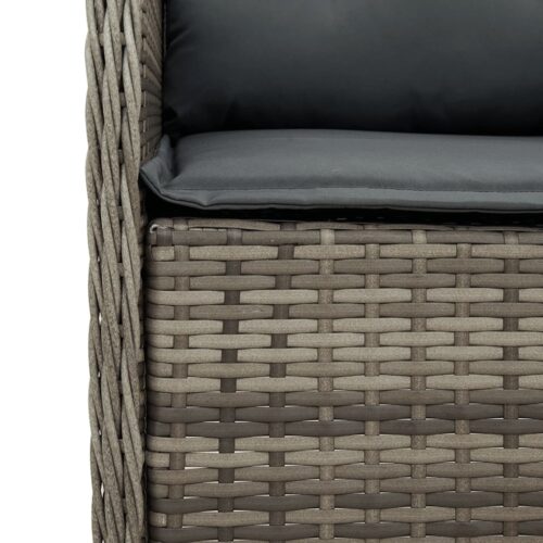 3-Piece Garden Dining Set with Cushions Grey Poly Rattan Wicker Outdoor Patio Furniture - Image 6