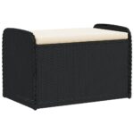 Storage Bench with Cushion Black 80x51x52cm Poly Rattan
