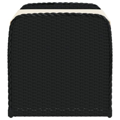 Storage Bench with Cushion Black 80x51x52cm Poly Rattan - Image 5