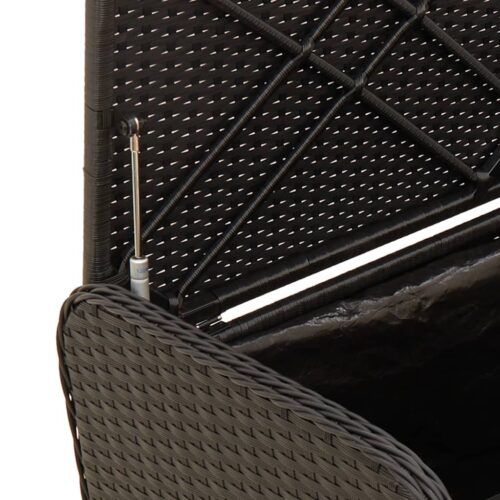 Storage Bench with Cushion Black 115x51x52cm Poly Rattan - Image 8