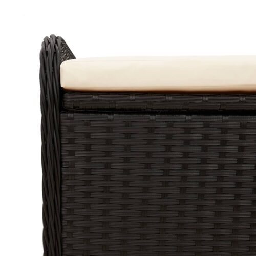 Storage Bench with Cushion Black 115x51x52cm Poly Rattan - Image 9