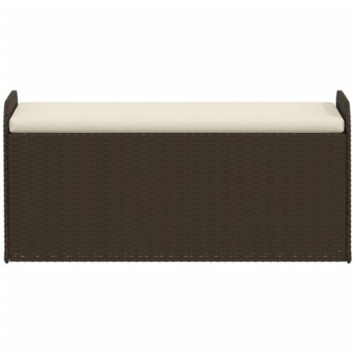 Storage Bench with Cushion Brown 115x51x52cm Poly Rattan - Image 4