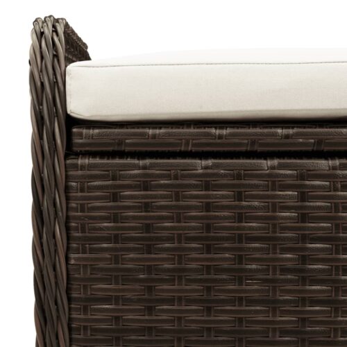 Storage Bench with Cushion Brown 115x51x52cm Poly Rattan - Image 9