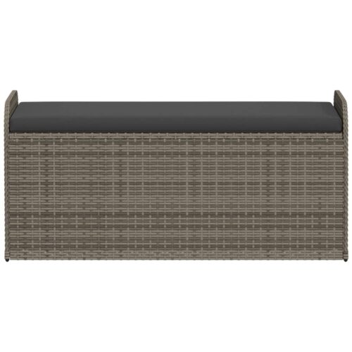 Storage Bench with Cushion Grey 115x51x52cm Poly Rattan - Image 4