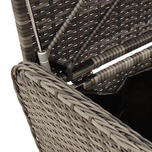 Storage Bench with Cushion Grey 115x51x52cm Poly Rattan - Image 8