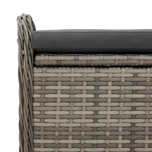 Storage Bench with Cushion Grey 115x51x52cm Poly Rattan - Image 9