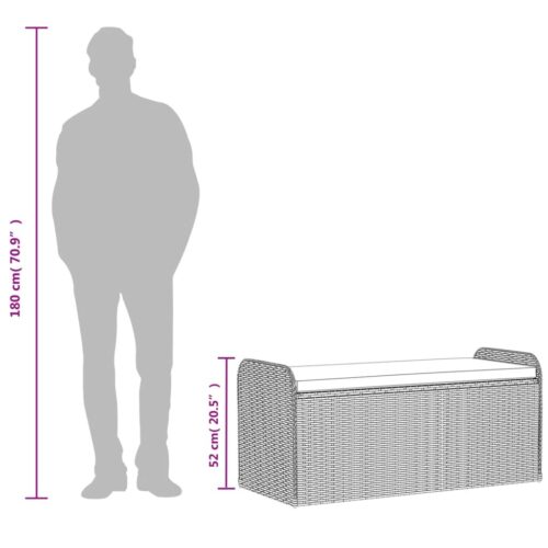 Storage Bench with Cushion Grey 115x51x52cm Poly Rattan - Image 10