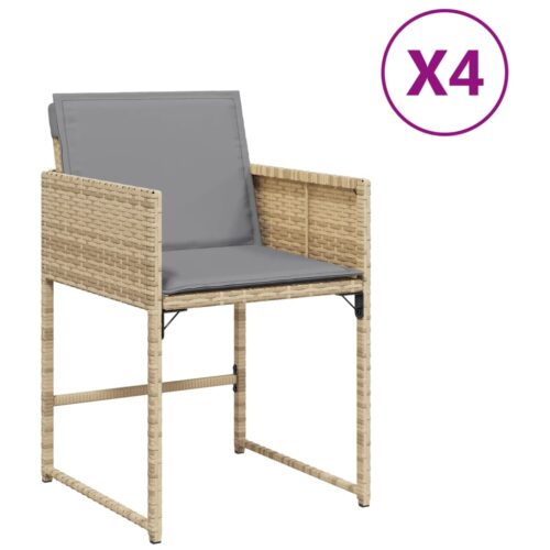 Garden Chairs with Cushions 4pcs Mix Beige Poly Rattan - Image 2