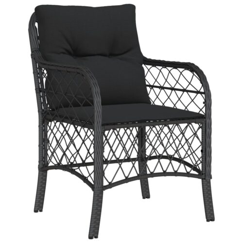 Garden Chairs with Cushions 2pcs Black Poly Rattan - Image 4