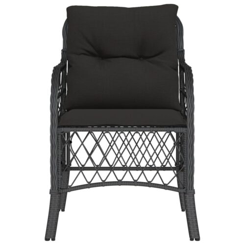 Garden Chairs with Cushions 2pcs Black Poly Rattan - Image 5