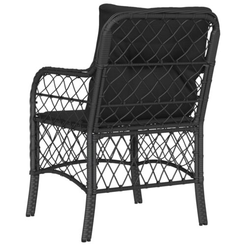 Garden Chairs with Cushions 2pcs Black Poly Rattan - Image 7