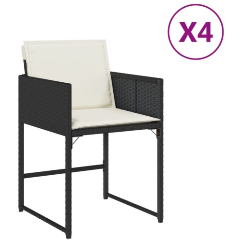 Garden Chairs with Cushions 4pcs Black Poly Rattan - Image 2