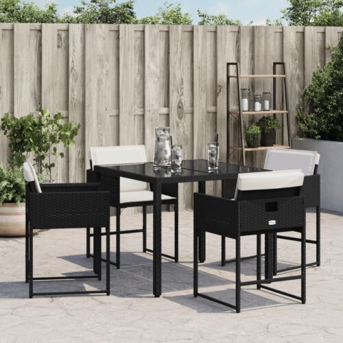 Garden Chairs with Cushions 4pcs Black Poly Rattan - Image 3