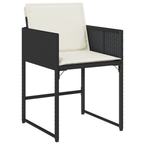 Garden Chairs with Cushions 4pcs Black Poly Rattan
