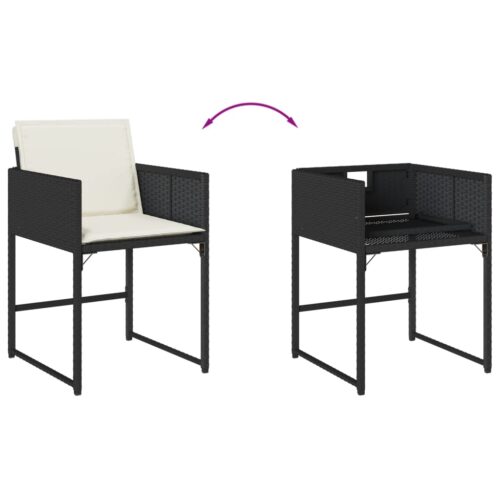 Garden Chairs with Cushions 4pcs Black Poly Rattan - Image 8
