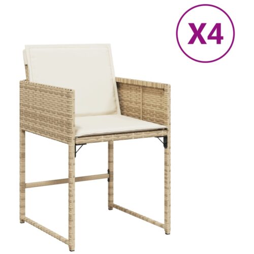 Garden Chairs with Cushions 4pcs Beige Poly Rattan - Image 2