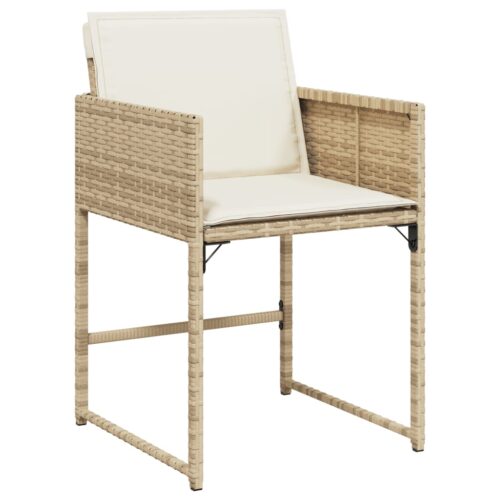 Garden Chairs with Cushions 4pcs Beige Poly Rattan