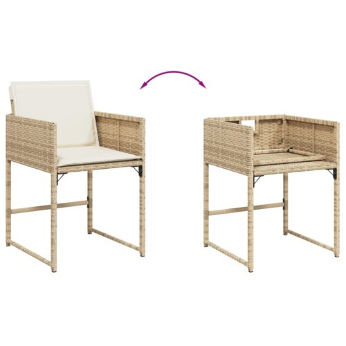 Garden Chairs with Cushions 4pcs Beige Poly Rattan - Image 8