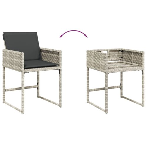 Garden Chairs with Cushions 4pcs Grey Poly Rattan - Image 8