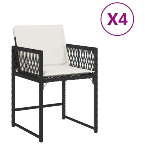 Garden Chairs with Cushions 4pcs Black Poly Rattan - Image 2