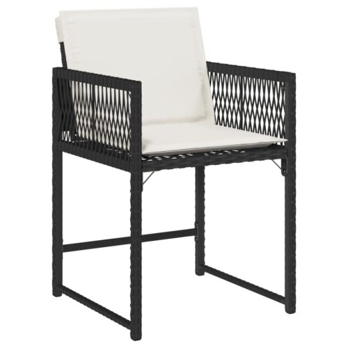 Garden Chairs with Cushions 4pcs Black Poly Rattan