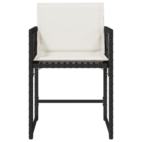 Garden Chairs with Cushions 4pcs Black Poly Rattan - Image 5