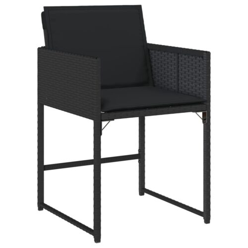 Garden Chairs with Cushions 4pcs Black Poly Rattan