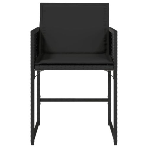 Garden Chairs with Cushions 4pcs Black Poly Rattan - Image 5