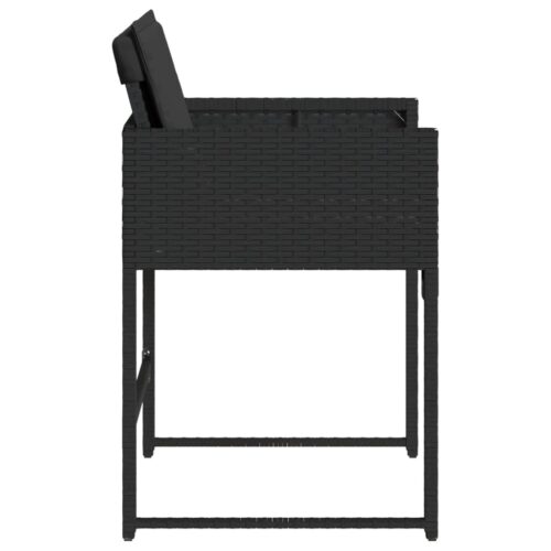 Garden Chairs with Cushions 4pcs Black Poly Rattan - Image 6
