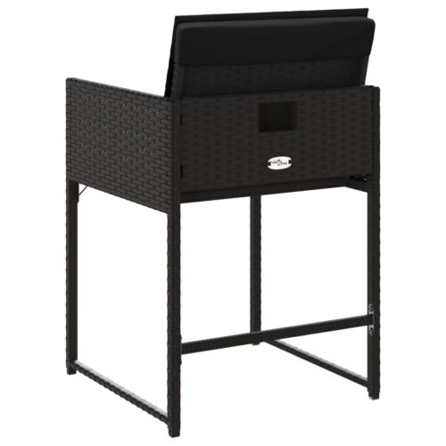 Garden Chairs with Cushions 4pcs Black Poly Rattan - Image 7