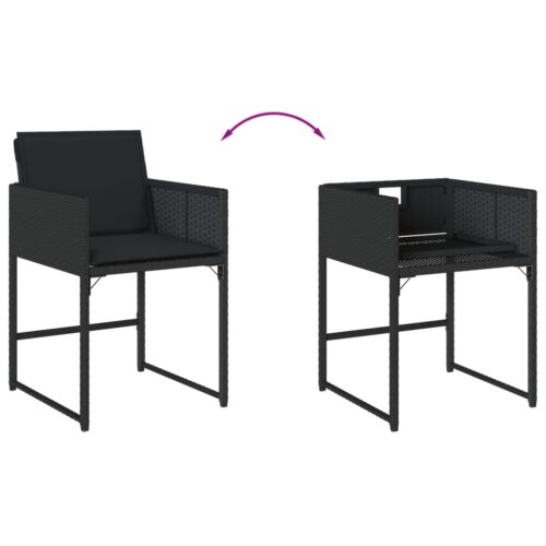 Garden Chairs with Cushions 4pcs Black Poly Rattan - Image 8