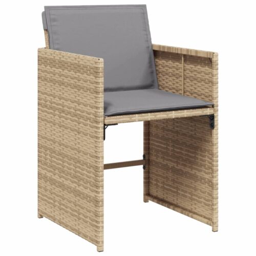 Garden Chairs with Cushions 4pcs Mix Beige Poly Rattan - Image 4