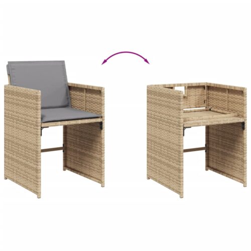 Garden Chairs with Cushions 4pcs Mix Beige Poly Rattan - Image 8