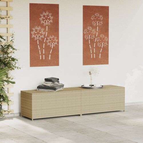 Garden Storage Box Mix Beige 469L Poly Rattan - Image 3