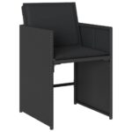 Garden Chairs with Cushions 4pcs Black Poly Rattan