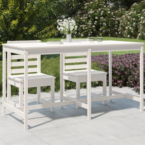 Garden Table White 203.5x90x110cm Solid Wood Pine - Image 8