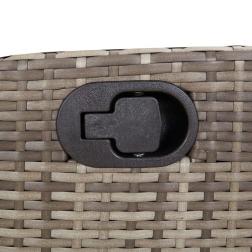 3-Piece Garden Dining Set with Cushions Grey Poly Rattan Wicker Outdoor Patio Furniture - Image 7