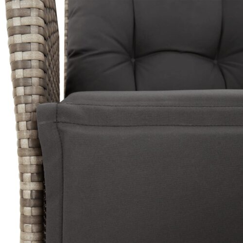 3-Piece Garden Dining Set with Cushions Grey Poly Rattan Wicker Outdoor Patio Furniture - Image 5