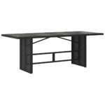 Garden Table with Glass Top Black 190x80x74cm Poly Rattan