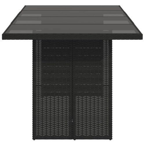 Garden Table with Glass Top Black 190x80x74cm Poly Rattan - Image 4