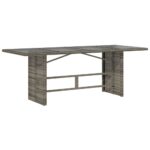 Garden Table with Glass Top Grey 190x80x74cm Poly Rattan