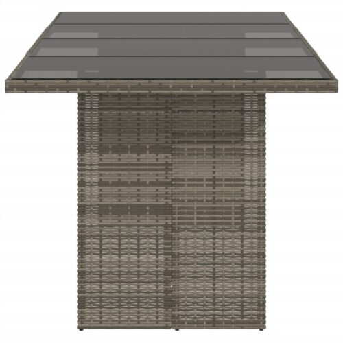 Garden Table with Glass Top Grey 190x80x74cm Poly Rattan - Image 4